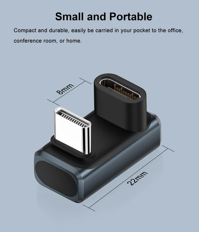 Alt view image 6 of 6 - 80Gbps USB-C 180 Degree U Shape Adapter 2 Pack, Grey