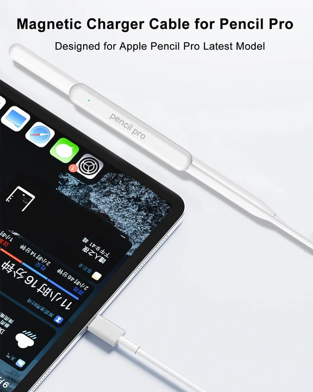 Alt view image 2 of 6 - Magnetic Wireless Charger Cable for Apple Pencil Pro, 1 FT