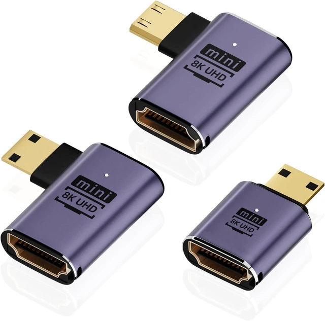 Main image of 8K 90 Degree Mini HDMI to HDMI Adapter (3 Pack), Left&Right Angle