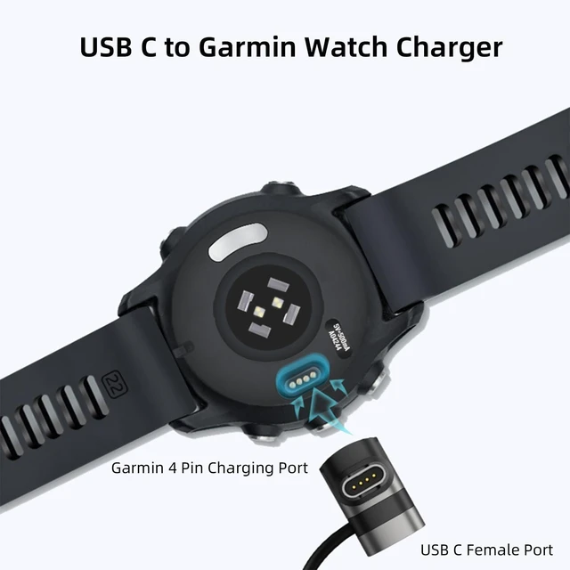 Alt view image 2 of 6 - 3 Pack USB C Charger Adapter for Garmin Watch, Silver