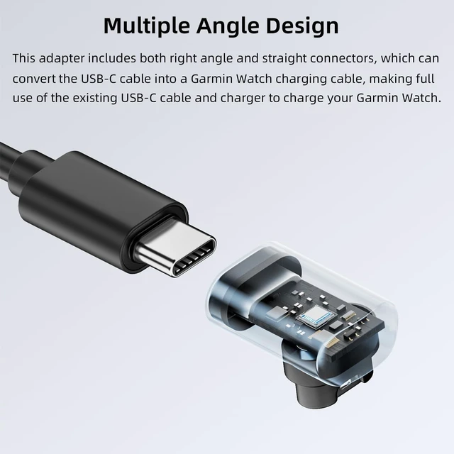 Alt view image 3 of 6 - 3 Pack USB C Charger Adapter for Garmin Watch, Silver