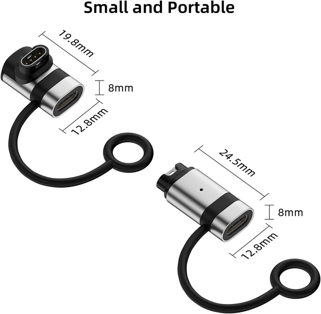 Alt view image 6 of 6 - 3 Pack USB C Charger Adapter for Garmin Watch, Silver