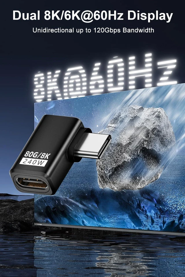 Alt view image 5 of 6 - 80Gbps USB-C 90 Degree Adapter 2 Pack, Black