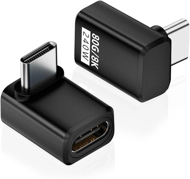 Main image of 80Gbps USB-C 90 Degree Right Angle Adapter 2 Pack, Black
