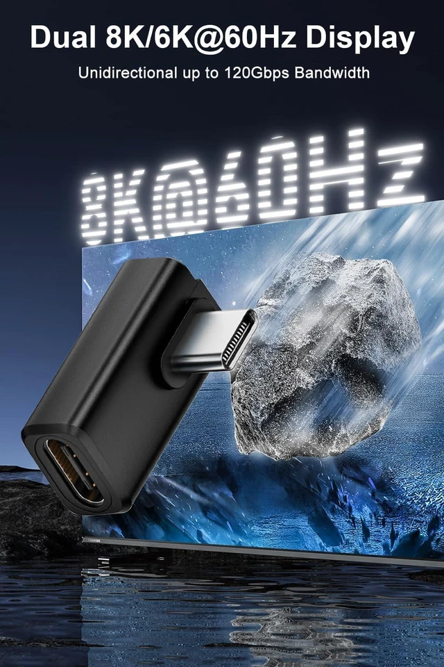 Alt view image 5 of 6 - 80Gbps USB-C Right Angle Adapter 2 Pack, Black
