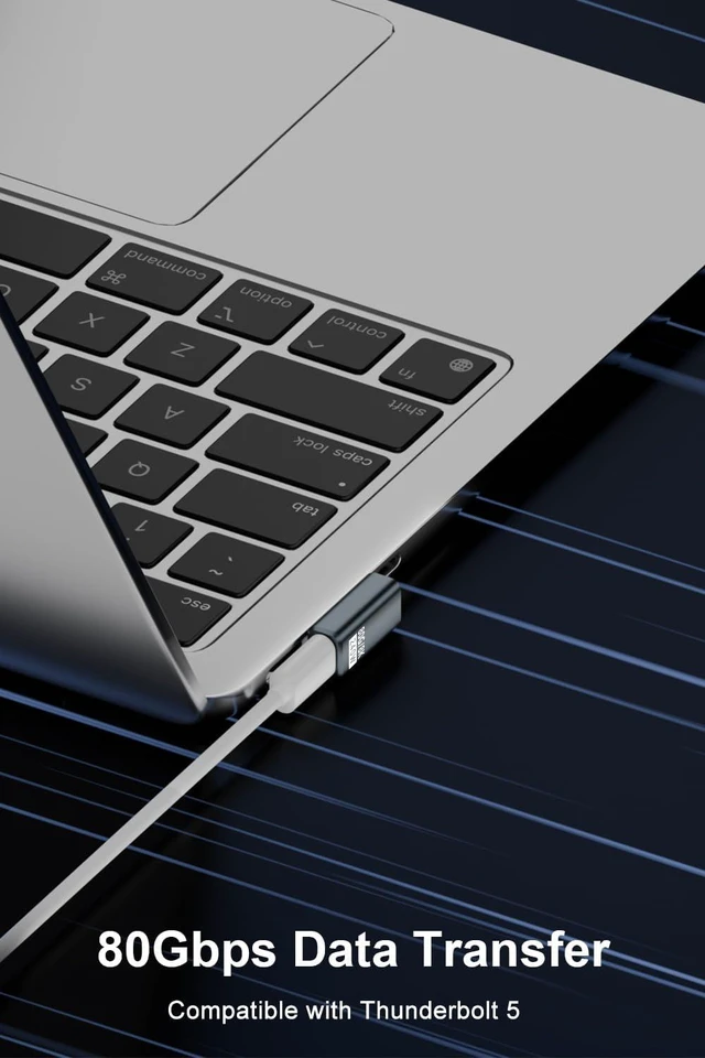 Alt view image 4 of 6 - 80Gbps USB-C Right Angle Adapter 2 Pack, Grey