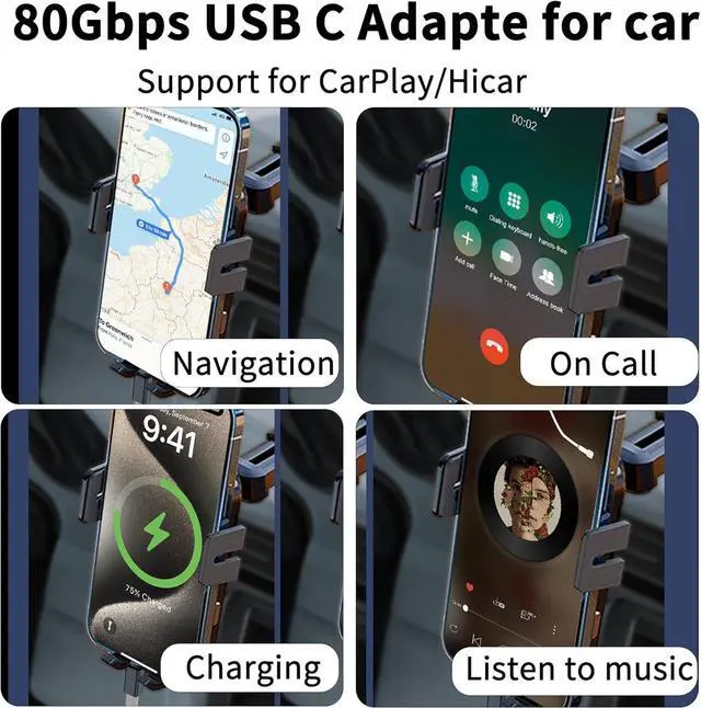 Alt view image 5 of 7 - 240W 80Gbps USB C Adapter, Thunderbolt 5 USB C Adapter, 90Degree Type C Male to Female Extender 8K@60Hz, 120Gbps Video Bandwidth, for Phone 15/16, VR,TV,Laptop, Carplay-2Pack (up/Down Angle)
