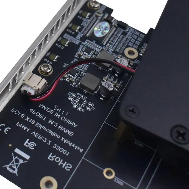 Alt view image 6 of 7 - M.2 PCIe Adapter x16 Gen4 for 4 Ports M2 SSDs, PCIe M.2 Expansion Card for 4 M.2 2280 2260 2242 2230 NVMe SSDs M Key with Advanced Cooling Ultra Quiet DC Brushless Fan