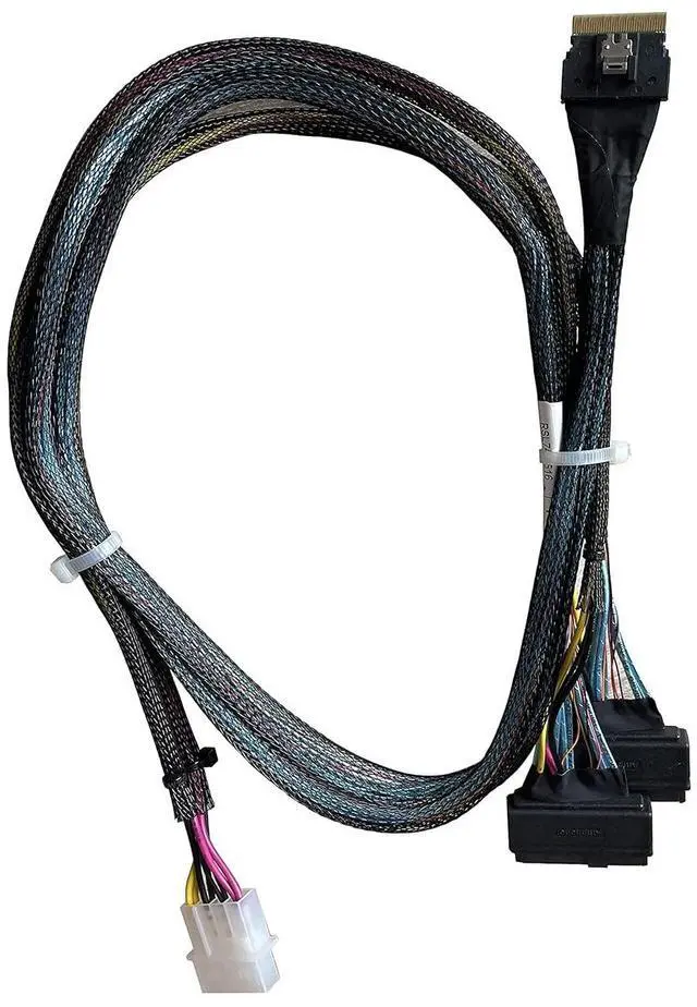Alt view image 5 of 6 - SlimSAS 8X to 2*U.2 NVMe Adapter, SFF-8654 74pin to 2*SFF-8639 68pin Cable with Power, 75CM(Broadcom MPN 05-60005-00,CBL-SAST-0953)