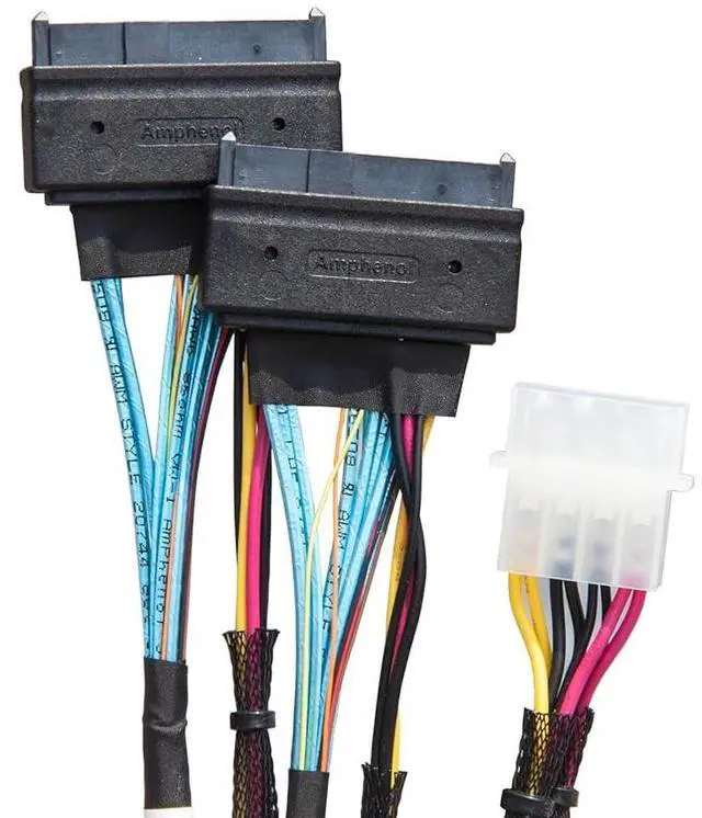 Alt view image 2 of 6 - SlimSAS 8X to 2*U.2 NVMe Adapter, SFF-8654 74pin to 2*SFF-8639 68pin Cable with Power, 75CM(Broadcom MPN 05-60005-00,CBL-SAST-0953)