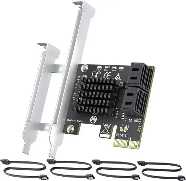 Main image of 4-Port SATA Expansion Card (PCIe x1 to 6Gbps SATA Card), Supports OS Boot, Compatible with Windows/Mac/Linux/NAS