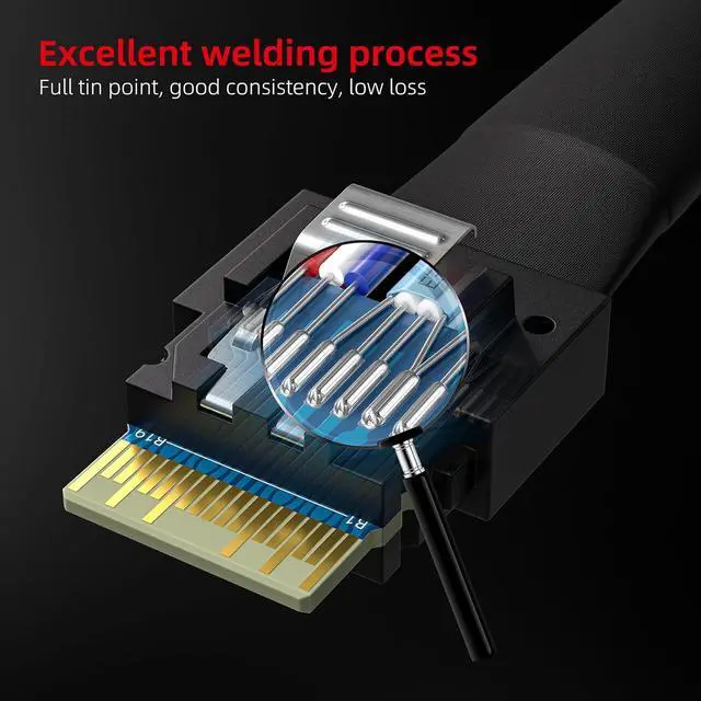Alt view image 6 of 7 - SlimSAS 4i SFF-8654 38pin Host to 4SATA 7PinTarget HD Server Data Transmission Cable,1m(3.3ft)