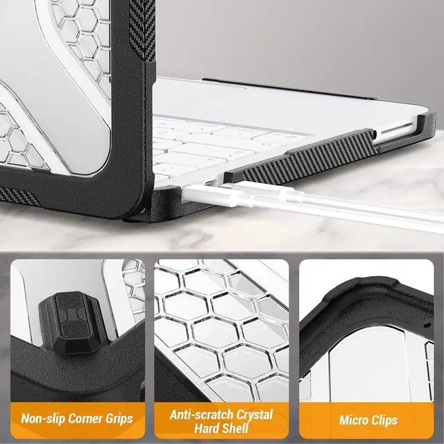 Alt view image 3 of 7 - MacBook Neo (A18 Pro) 2026 13 inch, Shock-Absorbing Protection with Folding Stand &Mouse Pad Case for MacBook Neo (A18 Pro) 2026 13 inch, Black