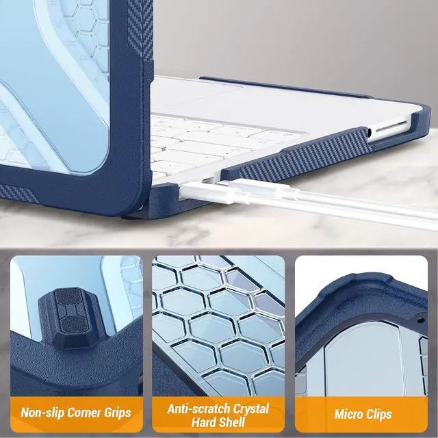 Alt view image 4 of 7 - MacBook Neo (A18 Pro) 2026 13 inch, Shock-Absorbing Protection with Folding Stand &Mouse Pad Case for MacBook Neo (A18 Pro) 2026 13 inch, Blue