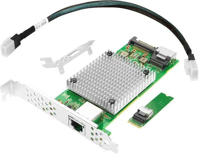 Alt view image 2 of 6 - M.2 to 10GbE RJ45 NIC, Single RJ45 Port with 82599 chip, M.2 + M Key + SFF-8087 with 35cm(13.7in) Cable, 10 Gigabit Network Card for Windows, Linux, UEFI