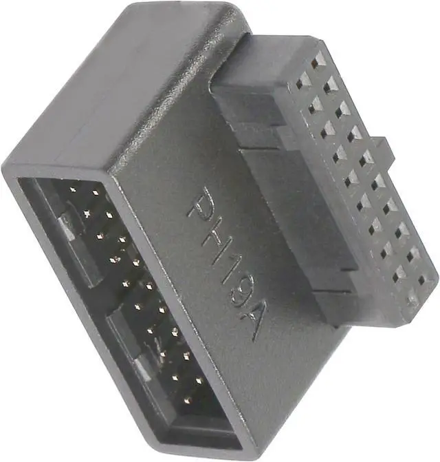 Main image of 90 Degree USB 3.0 Motherboard Adapter 19 Pin/20 Pin | Male to Female L Turn Right Angle Socket Extension Coupler for Desktop Motherboard Up Angle PH19A