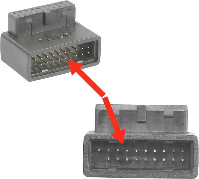 Alt view image 6 of 7 - 90 Degree USB 3.0 Motherboard Adapter 19 Pin/20 Pin | Male to Female L Turn Right Angle Socket Extension Coupler for Desktop Motherboard Down Angle PH19B