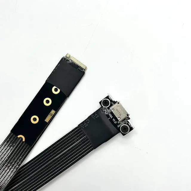 Alt view image 4 of 6 - PCIe 5.0 x4 M.2 NVMe to OCuLink SFF-8612 Extension Flat Cable, with Full-Height and Half-Height Brackets (K49SQ-BK-03, 20cm)