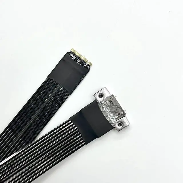 Alt view image 3 of 6 - PCIe 5.0 x4 M.2 NVMe to OCuLink SFF-8612 Extension Flat Cable, with Full-Height and Half-Height Brackets (K49SQ-BK-03, 20cm)