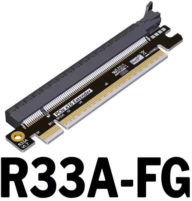 Alt view image 2 of 5 - ADT-Link PCIe 5.0 x16 Male to x16 Female Riser Extension Adapter Heightened Test Protection Card (R33A-FG)