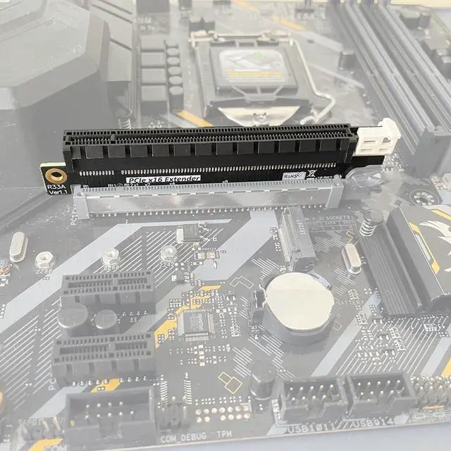 Alt view image 4 of 5 - ADT-Link PCIe 5.0 x16 Male to x16 Female Riser Extension Adapter Heightened Test Protection Card (R33A-FG)