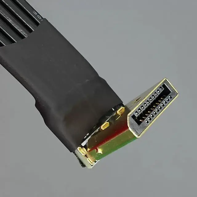 Alt view image 4 of 7 - Mini Displayport(Mini DP) to Displayport FPV Flat Cable Up Down Angled Flat Mount Male to Male/Female 1.4 1.2 with Fixing Hole for Graphics Card (5cm, M5A-P7B(Male-Male))