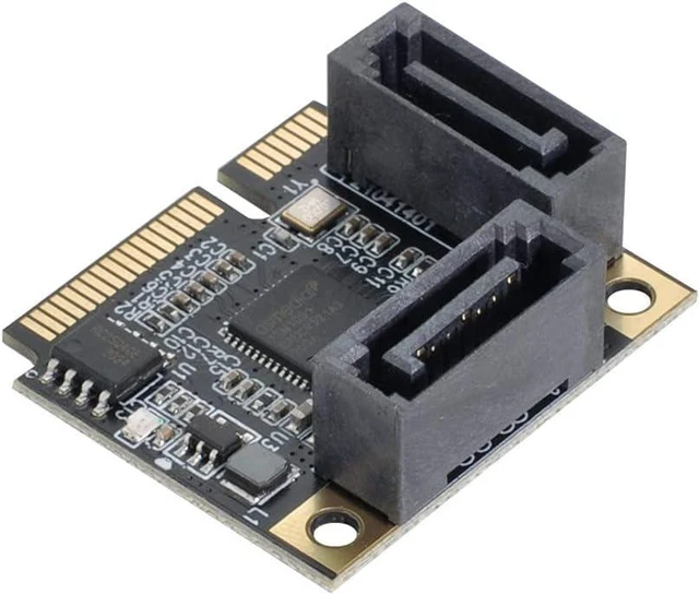 Alt view image 2 of 7 - Mini PCI-E PCI Express to SATA 3.0 Dual Ports Adapter Converter Hard Drive Extension Card