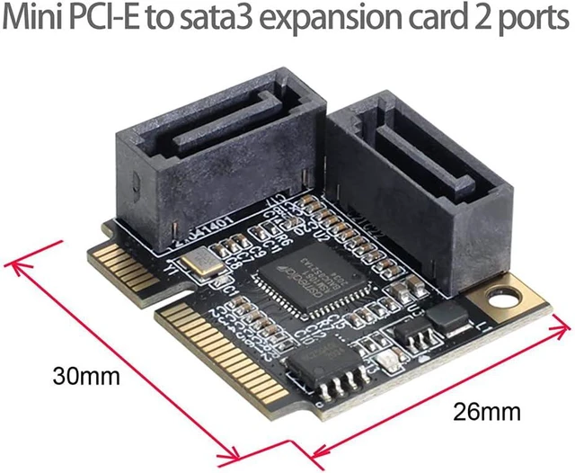Alt view image 5 of 7 - Mini PCI-E PCI Express to SATA 3.0 Dual Ports Adapter Converter Hard Drive Extension Card