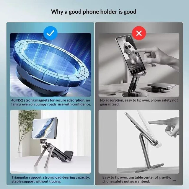 Alt view image 2 of 7 - 360° Metal Ball & Titanium Magsafe Airplane Phone Holder, Travel Essentials for Airplane Phone Mount, Universal Travel Phone Holder for Plane, Must Have for iPhone 17 16 15 14 13