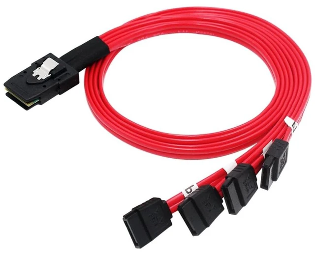 Alt view image 5 of 7 - 1M Mini SAS 4i SFF-8087 36P to 4 SATA 7P HDD Hard Drive Splitter Cable Red,3.3FT