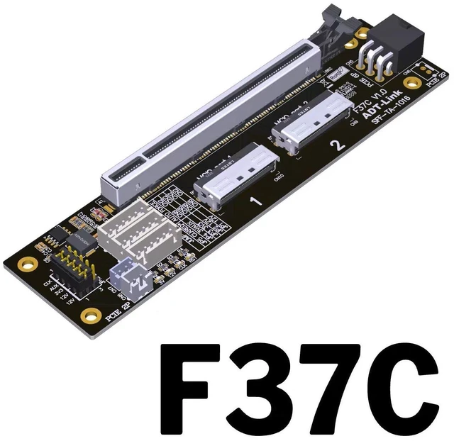 Main image of ADT-F37C PCI-e 4.0 X16 to X16 MCIO Bifurcation Adapter Riser Card 256G/bps