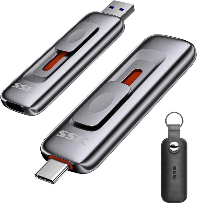 Main image of 1TB Flash Drive SSD External Push-Pull USB Thumb Drive up to 1000MB/s
Dual Head USB Drive, SMART & TRIM, 4K60Hz ProRes HDR, OTG, iphone 15/16/17 Pro Compatible, Zinc Alloy SD303-1TB