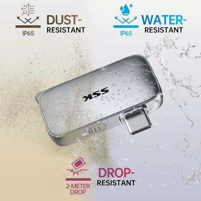 Alt view image 6 of 7 - USB-C Drive 512GB Portable SSD External Solid State Drive Up to 1050MB/sTLC Flash Sustained High Speed Write, 4KHDR ProRes for iphone, IP65 Water/Dust Protect, 2M Drop Protect, SMART TRIM, LED, OTG