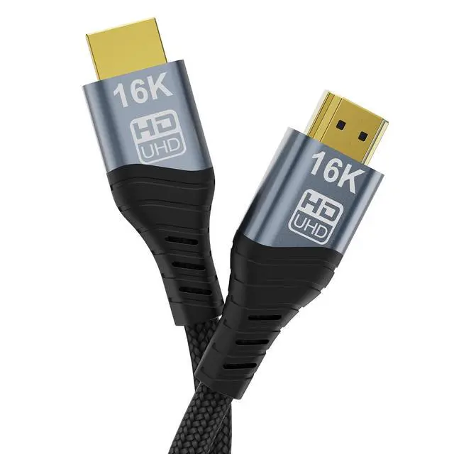 Alt view image 2 of 7 - 8K 10K 16K HDMI 2.2 5M 16.5FT Cable High Speed 96Gbps 12Bit 16K@60Hz 8K@240Hz 4K@480Hz Braided Gold Plated UHD HDR Support HDCP 3D Video Connection Compatible with PS5 Monitor TV