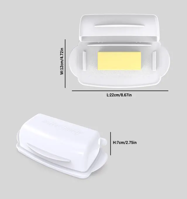 Alt view image 5 of 7 - SOUL CREAT Butter Dishes with Lid for Countertop Refrigerator, Plastic Butter Dish Flip Top Lid Butter Container with Spreader, Non-Slip Bottom Butter Holder Keeper