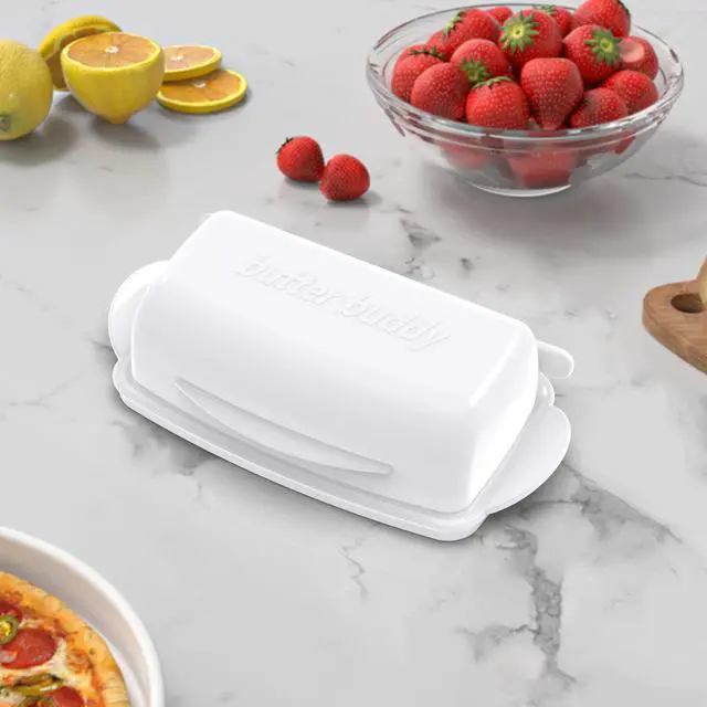 Alt view image 3 of 7 - SOUL CREAT Butter Dishes with Lid for Countertop Refrigerator, Plastic Butter Dish Flip Top Lid Butter Container with Spreader, Non-Slip Bottom Butter Holder Keeper