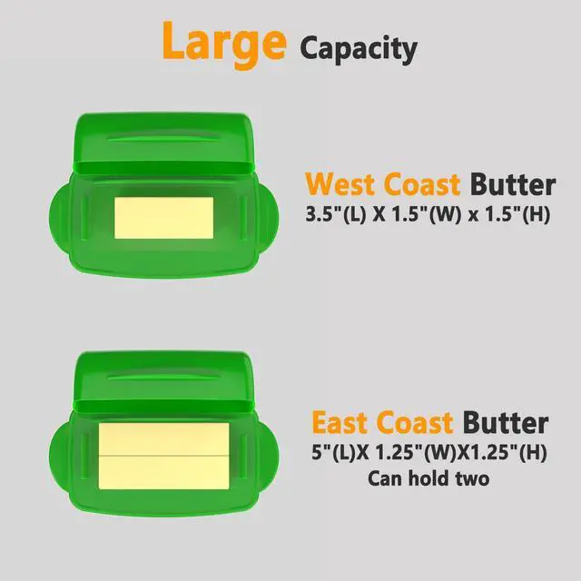 Alt view image 4 of 7 - SOUL CREAT Butter Dishes with Lid for Countertop Refrigerator, Plastic Butter Dish Flip Top Lid Butter Container with Spreader, Non-Slip Bottom Butter Holder Keeper Green