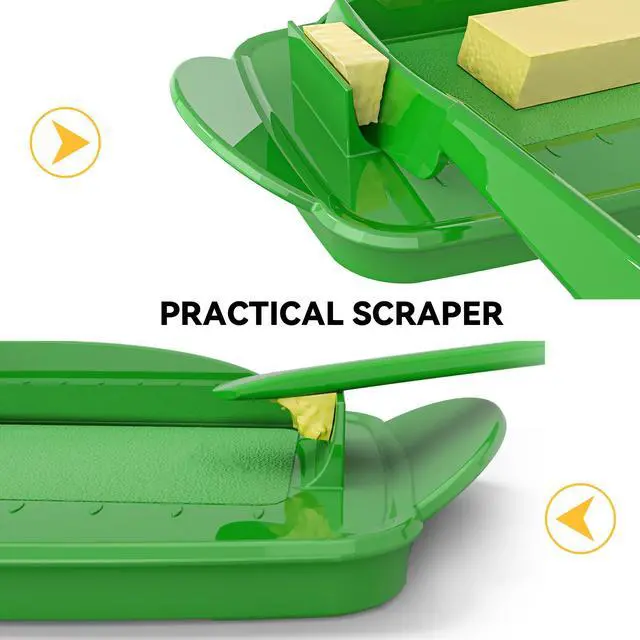 Alt view image 6 of 7 - SOUL CREAT Butter Dishes with Lid for Countertop Refrigerator, Plastic Butter Dish Flip Top Lid Butter Container with Spreader, Non-Slip Bottom Butter Holder Keeper Green