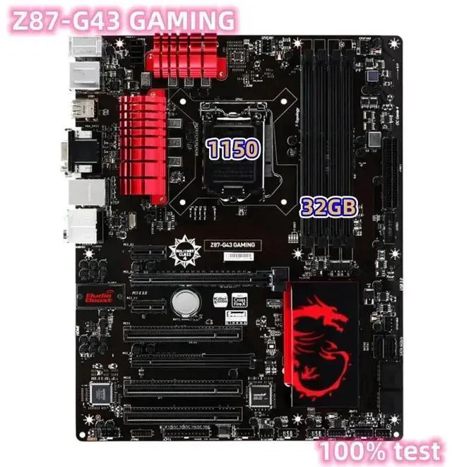 Main image of For Z87-G43 GAMING Motherboard 32GB VGA DVI HDMI LGA 1150 DDR3 ATX Z87 Mainboard 100% Tested Fully Work