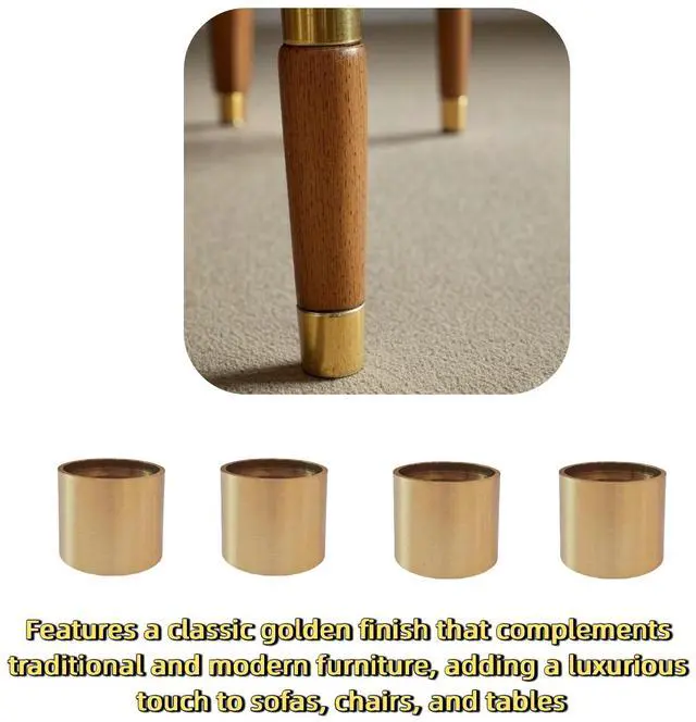 Alt view image 4 of 5 - Gisswinn Brass Furniture Leg Caps, Round Shape, 30mm Diameter x 20mm Height, 1.5mm Thick  Heavy-Duty Metal Feet Protectors for Chairs, Tables, Cabinets  Set of 4