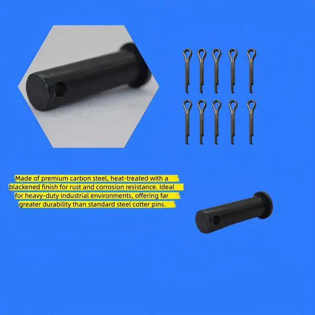 Alt view image 3 of 3 - Gisswinn 10-Pack 6mm x 55mm Carbon Steel Cotter Pins with Hole - Black Finish Split Pins Set for Industrial, Automotive & Machinery Applications - Heavy Duty R-Clips with Open-End Design