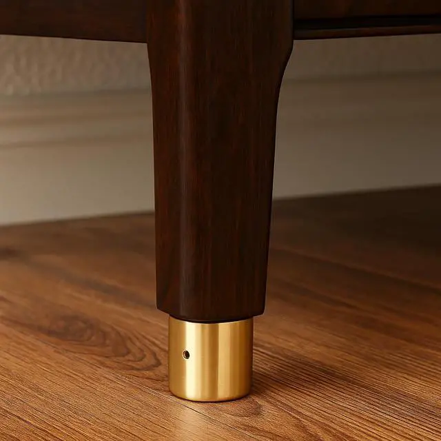 Alt view image 4 of 5 - Gisswinn 4PCS Solid Brass Foot Caps for Furniture - 25mm Diameter x 20mm Height, 1.5mm Thickness, Golden Round Bottom Cover with Nail Holes, for Sofa, Chair, Table Legs