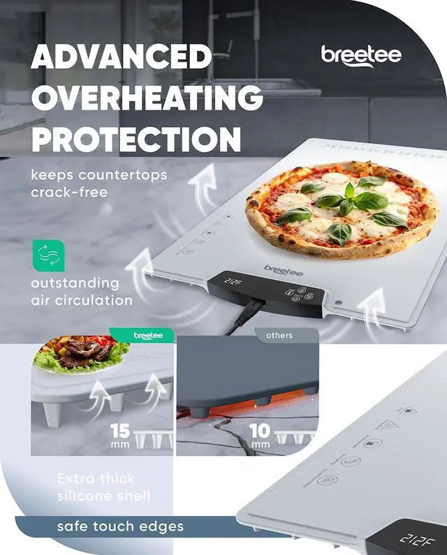 Alt view image 6 of 7 - BREETEE WarmPad Pro (off white) Electric Food Warming Mat  Keep Every Meal Warm  Silicone Heating Mat with 9 Temperature Settings from 104°F to 248°F - Roll Up Warming Mat for Dinner, Party, Events