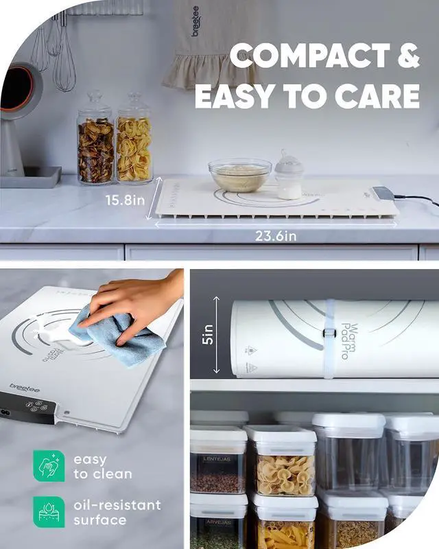 Alt view image 7 of 7 - BREETEE WarmPad Pro (off white) Electric Food Warming Mat  Keep Every Meal Warm  Silicone Heating Mat with 9 Temperature Settings from 104°F to 248°F - Roll Up Warming Mat for Dinner, Party, Events