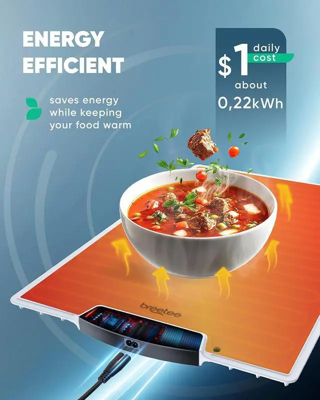 Alt view image 5 of 7 - BREETEE WarmPad Pro (off white) Electric Food Warming Mat  Keep Every Meal Warm  Silicone Heating Mat with 9 Temperature Settings from 104°F to 248°F - Roll Up Warming Mat for Dinner, Party, Events