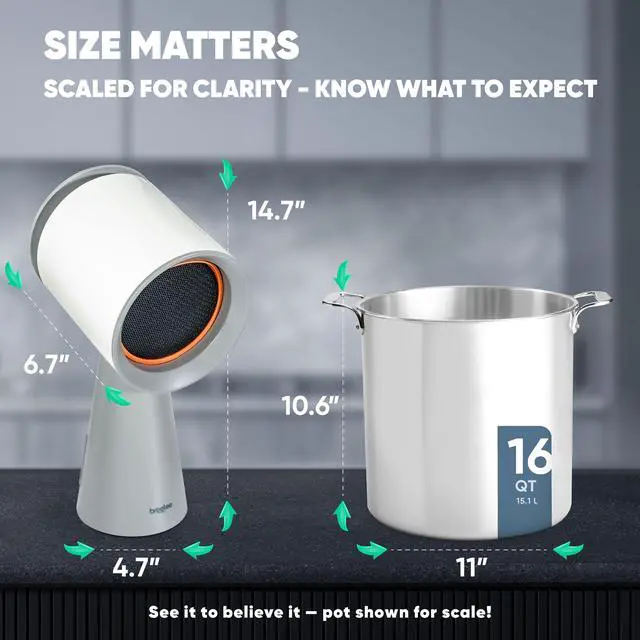 Alt view image 2 of 7 - BREETEE Portable Range Hood Kitchen - Powerful 3-Speed Suction, Countertop Compact Ductless, 2x Core Filters, 2x Carbon Filters, Low Noise Kitchen Exhaust Fan, Oil Collection Cup,  [Off-white]