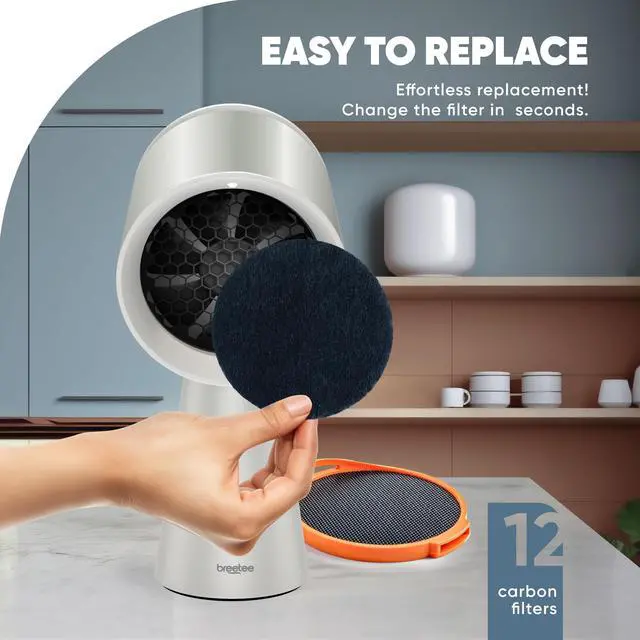 Alt view image 3 of 4 - BREETEE Carbon Filters Set - 12 Pack Replacement Filters for Breetee Portable Range Hoods - Efficient Odor Removal - 4,7 IN Circle Charcoal Filter for Range Hood Black 12 Pack