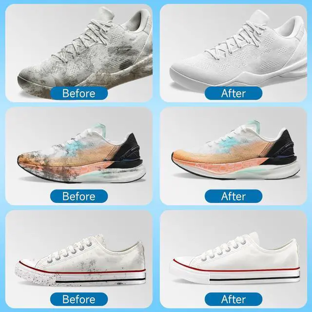 Alt view image 2 of 7 - Gifto Shoe Cleaner Sneaker Cleaner Kit, White Foam Tennis Shoe Cleaning Kit with Brush Towel, Mesh Sneaker Cleaning Kit, Leather Cleaner Suede Shoe Cleaner for Knit,Boot,Canvas,Casuals,Fabric 7 fl oz