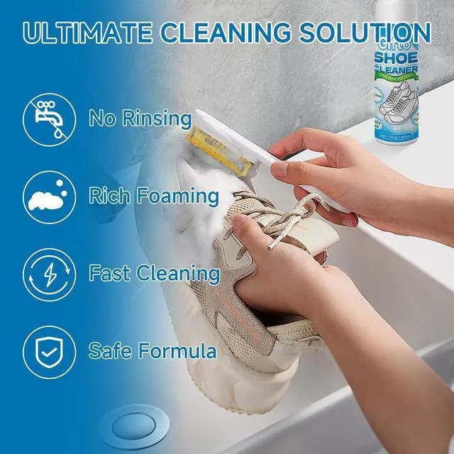 Alt view image 3 of 7 - Gifto Shoe Cleaner Sneaker Cleaner Kit, White Foam Tennis Shoe Cleaning Kit with Brush Towel, Mesh Sneaker Cleaning Kit, Leather Cleaner Suede Shoe Cleaner for Knit,Boot,Canvas,Casuals,Fabric 7 fl oz