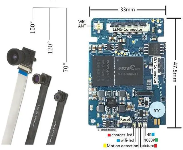 Alt view image 5 of 7 - MateCam X7 Pro 13MP Real 4K Type-C WiFi P2P Mini Camera Video Motion Detector Small DIY Cam Module